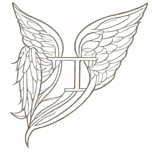 T Initial With Angel Wings