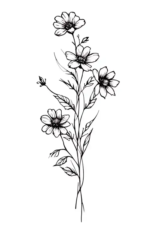 Thin Flowers Black On Leg