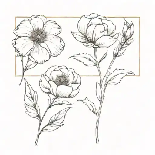 February And October Birth Flowers Together With One Stem Simple