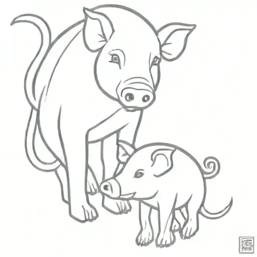 One Pig And One Monkey
