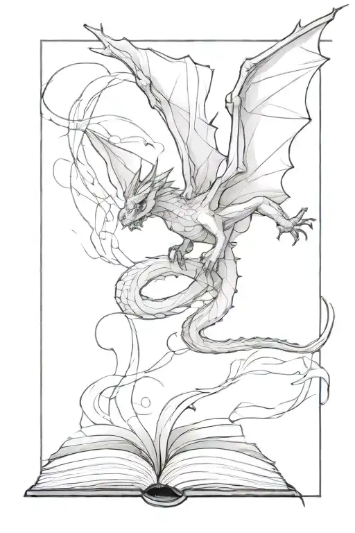 Dragon Flying Out Of Book Pages