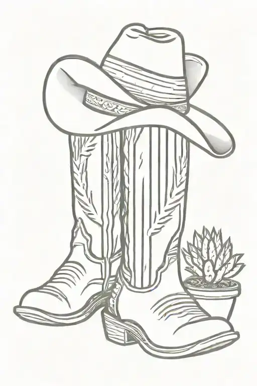 Sunset Cactus Cowboy Hat And Boots