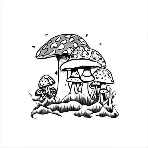 Mushroom Line With Soft Purple Background