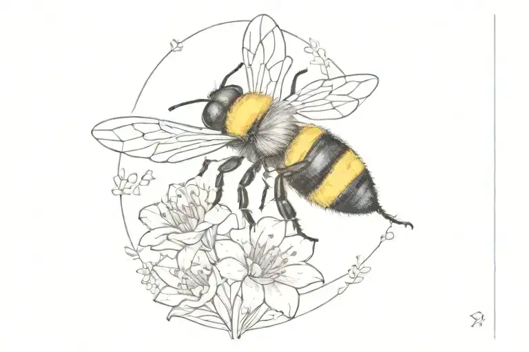 Queen Bumble Bee With Delicate Florals Lavender Flower