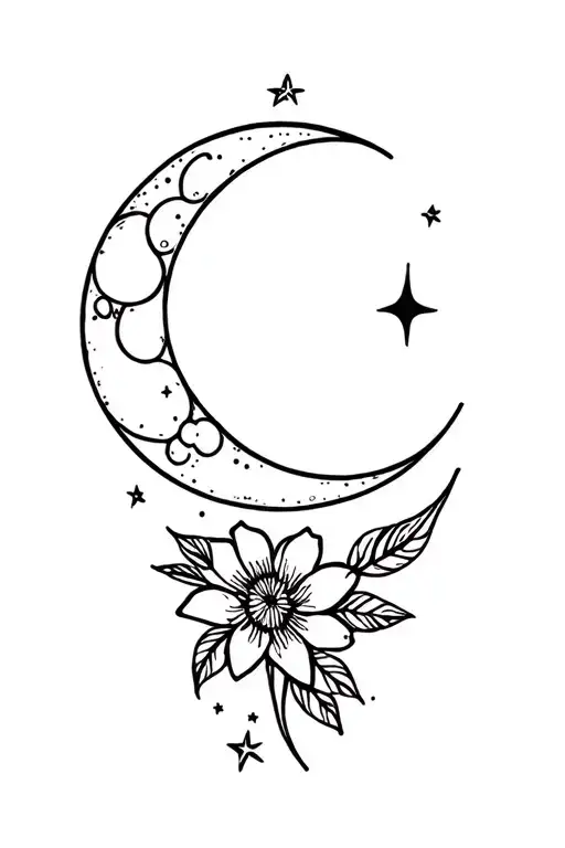 Stars Moon And Flowers