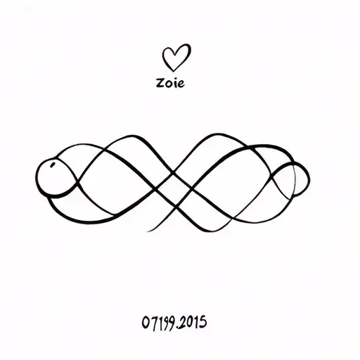 Infinity And Wave With Semicolon And Zoie 07192010 To 06192025 And A Heart