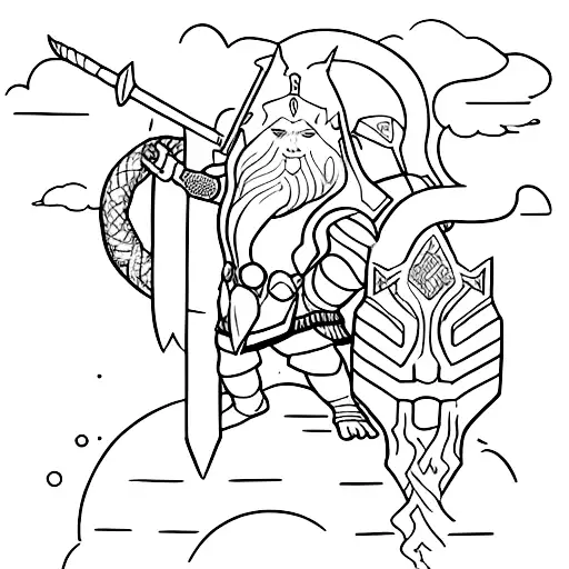 Create Thor And Hymir Fishing The Midgardsnake In A Minimalistic Shaman Style For Forarm