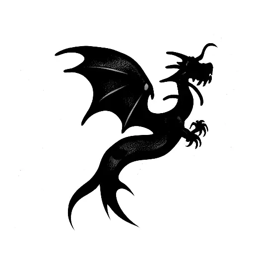 Small Dragon Outline Flying