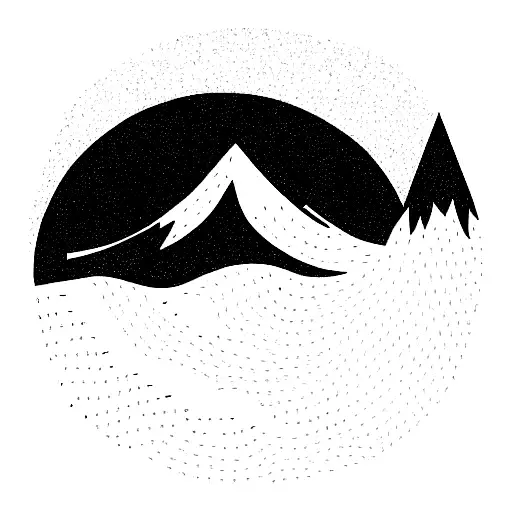 Mountain Scene With Waves Under