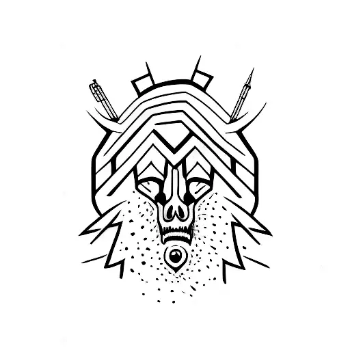 A Tattoo Of A Moder Day Ronin On A Man's Wrist Using Black And Red Ink