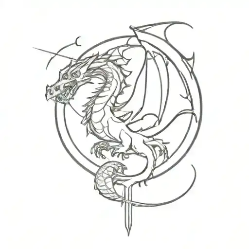 Dragon With Moon Sword And Schiele