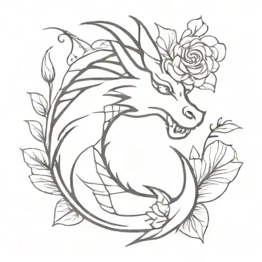Dragon With Flowers