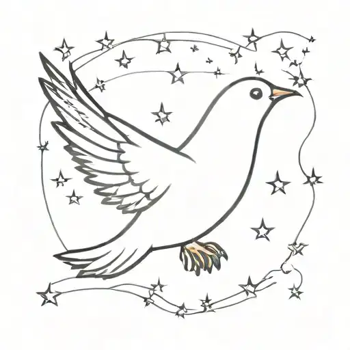 One Small Fine Line Dove Amongst Fine Line Stars Shining