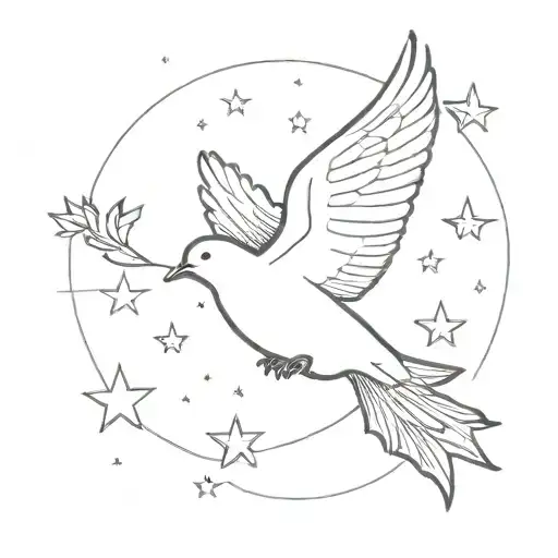 One Small Fine Line Dove Amongst Fine Line Stars