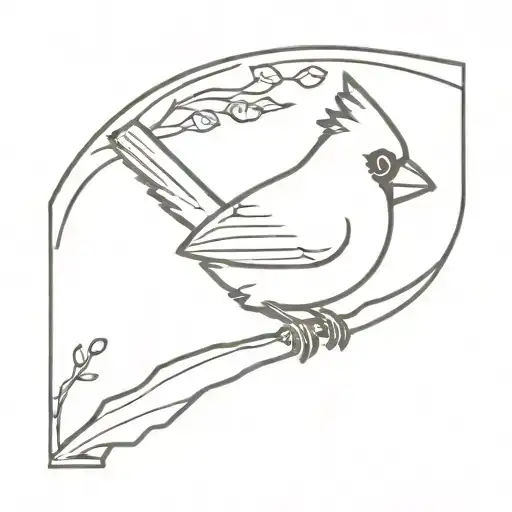 Cardinal On Wood Doll Cradle