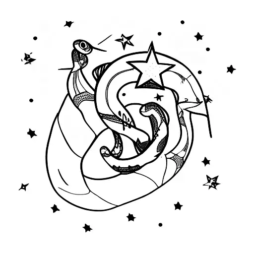 Balck And Blue Snake With Stars