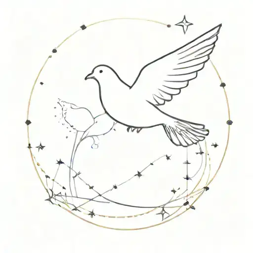 Fine Line Art Dove In A Fine Line Pisces Star Constellation