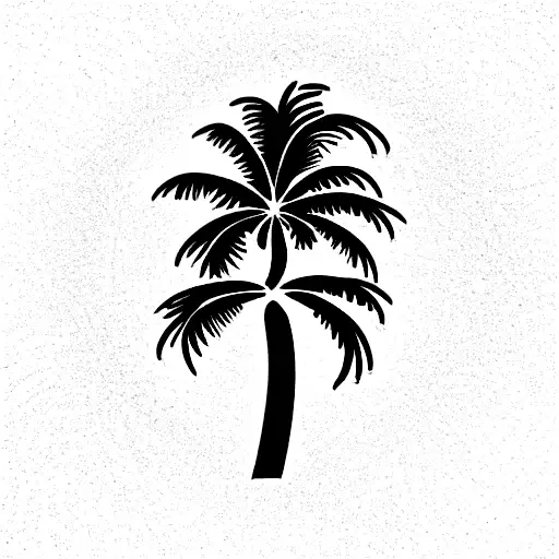 Palm Tree With Rings Under That Have Symbols