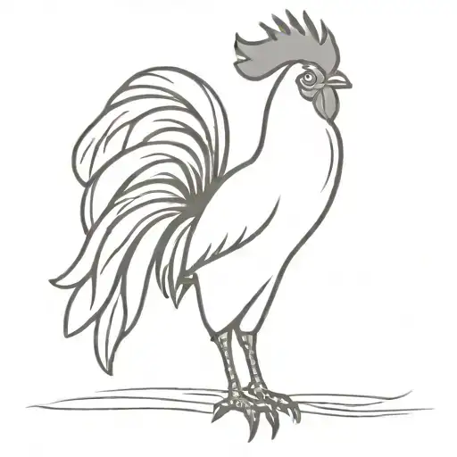 Rooster Standing Proudly Wings Open