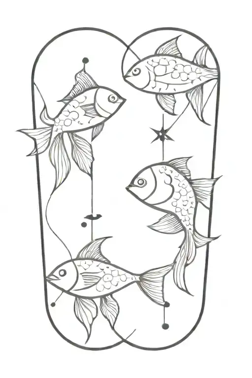 Fish And Virgo Horoscope Symbolds Intertwined Made With Lines And Dots