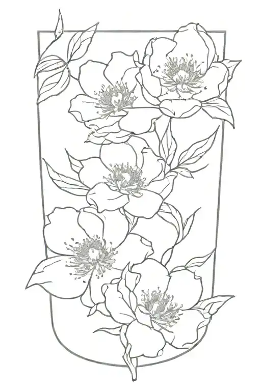 Leaves And Peonies Blooming