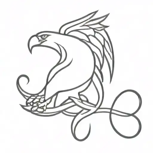 Simple Tattoo Of A Black Logo For The Calf Of A Design Of An Eagle Catching A Snake In Its Claws