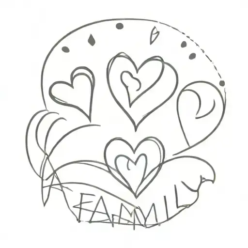 Hand Drawn Hearts With Word Family