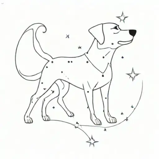 A Minimalist Tattoo Of A Constellation Shaped Like A Dog In Space