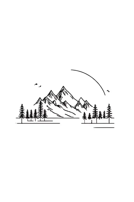 Mountain And Trees Looking Through Lens Surrounded By Intricate