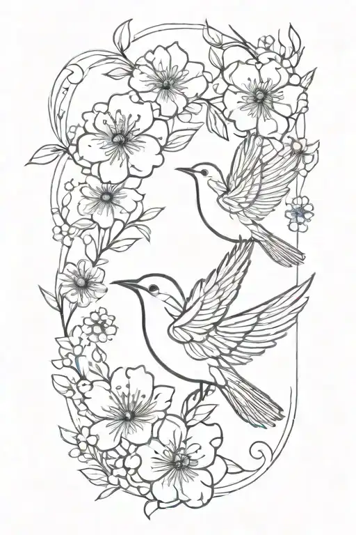 Bird Flying Towards Flower