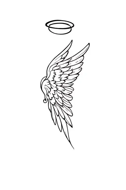 Delicate Angel Wings With Halo