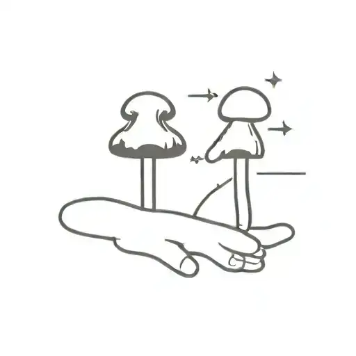 Two Girls Holding Hands Sitting On A Mushroom Cloud