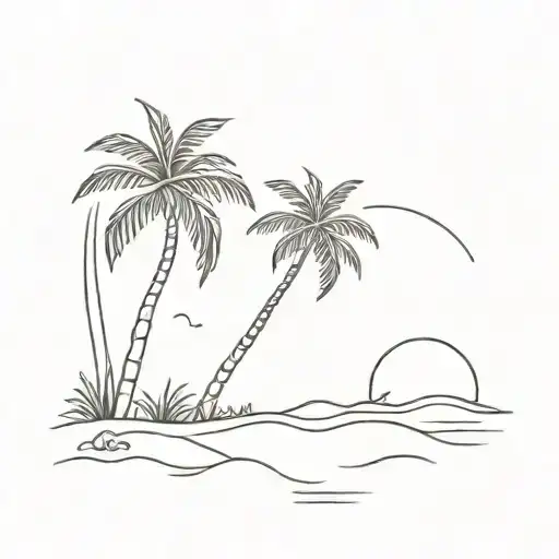 Beach Scene With Palm