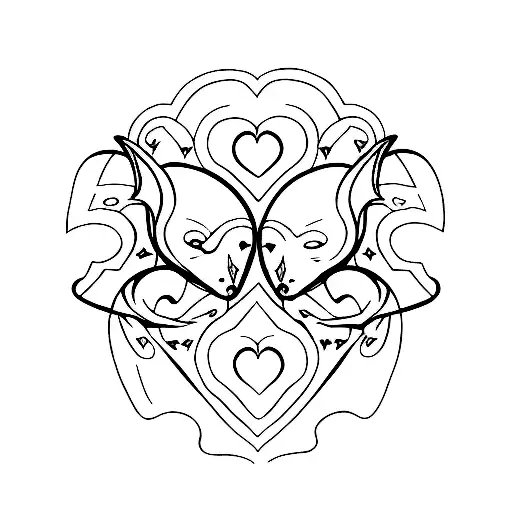 A Minimalist Tattoo Of A Pair Of Bat Wings Forming A Heart Shape