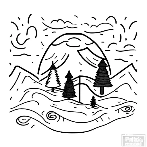 A Minimalist Tattoo Design Of Father And Son Hiking Together