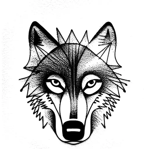 Frame In The Shape Of A Guitar And Inside A Wolf In A Forest