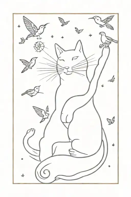 Cat Swatting At Birds Above His Head