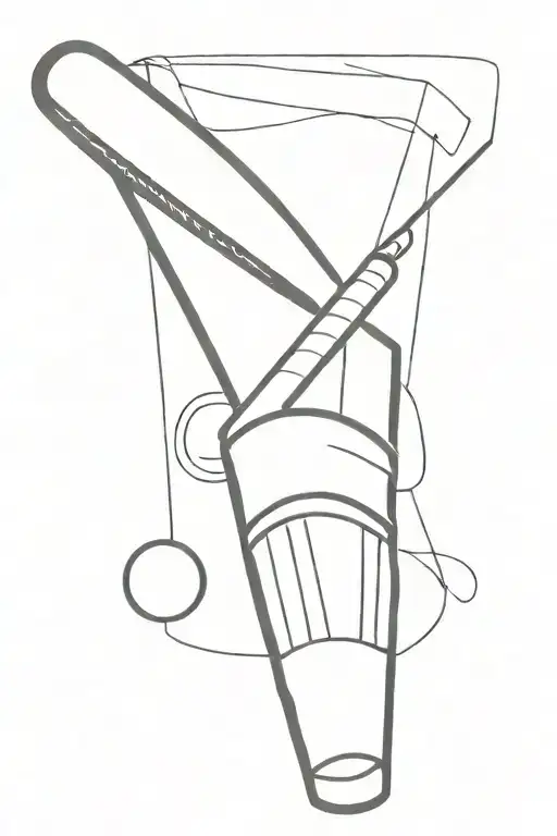 Combine A Volleyball And Cricket Bat In A Minimalist Style Tattoo Design