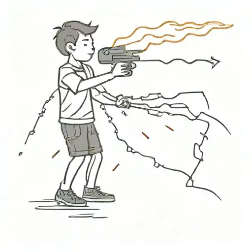 Little Men With Lightning Around Me Who Try To Defend Himself With A Water Gun