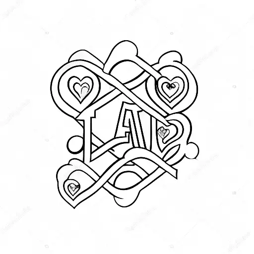 Four Hearts Together With One Initial On Each