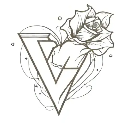Letter V With Broken Heart