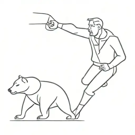 A Man Fighting A Bear
