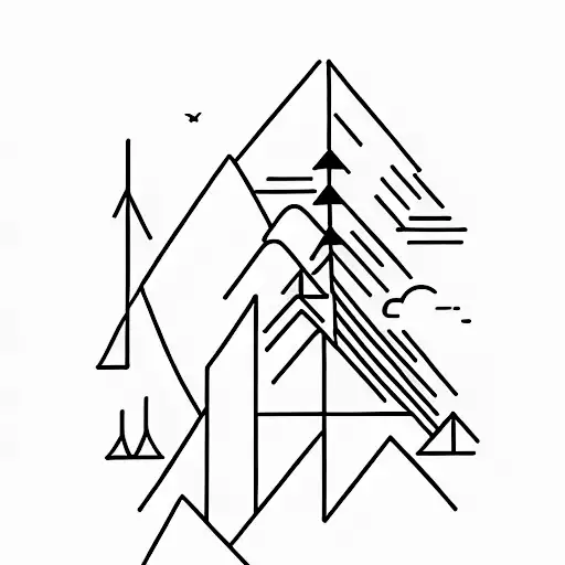A Minimalist Silhouette Of A Traveler Hiking Up A Mountain