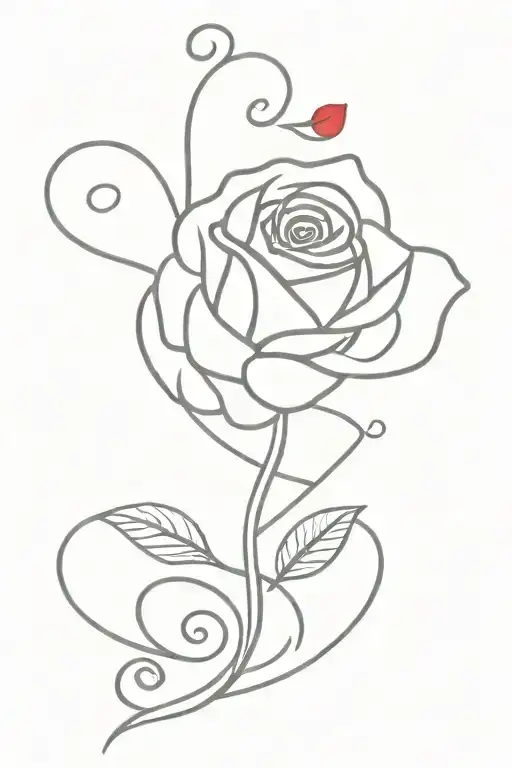 Treble Clef With Red Rose Inside It