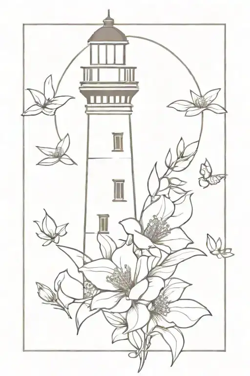 Lighthouse With Flowers Intertwined