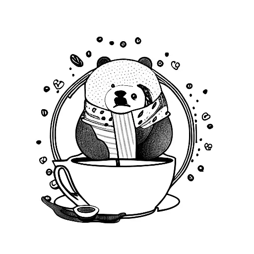 Bear Sitting Inside A Coffee Cup