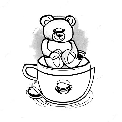 Teddy Bear Sitting Inside A Coffee Cup