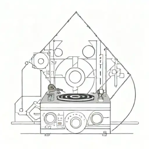 An Abstract Geometric Design Incorporating Elements Of Electronic Music And Dj Equipment