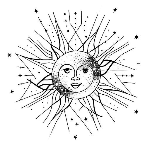 A Constellation Tattoo Featuring The Client's Favorite Sun And Stars In A Minimalist Design