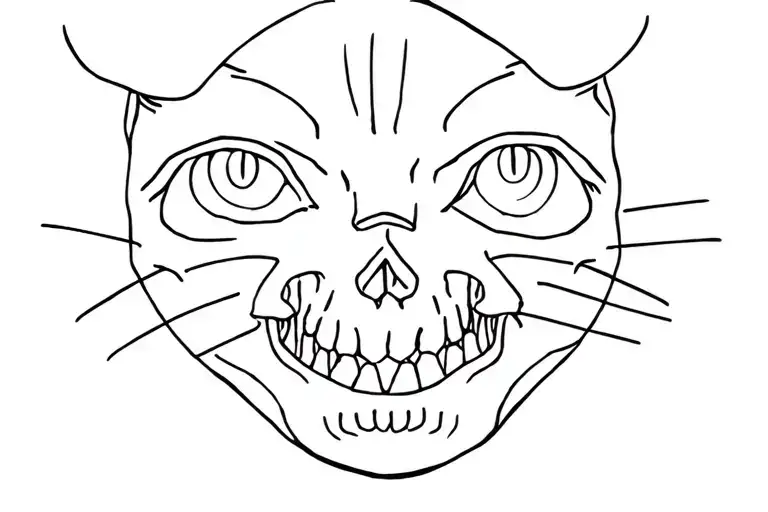 Cat Skull With Mouth Opened And Eye In Mouth